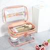 Portable Clear Makeup Bag 2 Layers Zipper Cosmetics Bags Travel Storage Pouch
