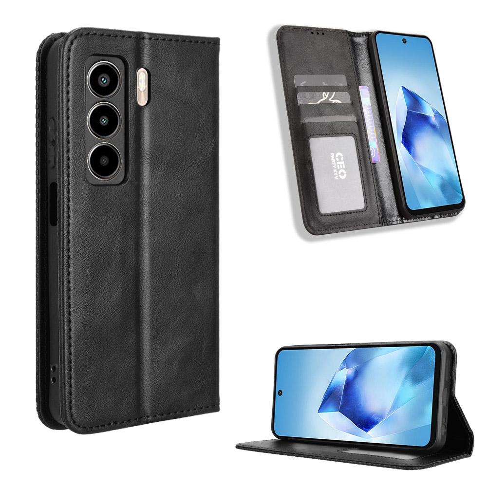 For Itel Power 55 5G Leather Case Wallet Stand Retro Texture Phone Cover