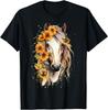 Sunflower Horse Portrait CowGirl Equestrian Horseback Riding Gift Unisex T-Shirt