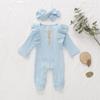 Infant Girls Solid Color Baby Girl Knitted Romper Jumpsuit Footed Onesie