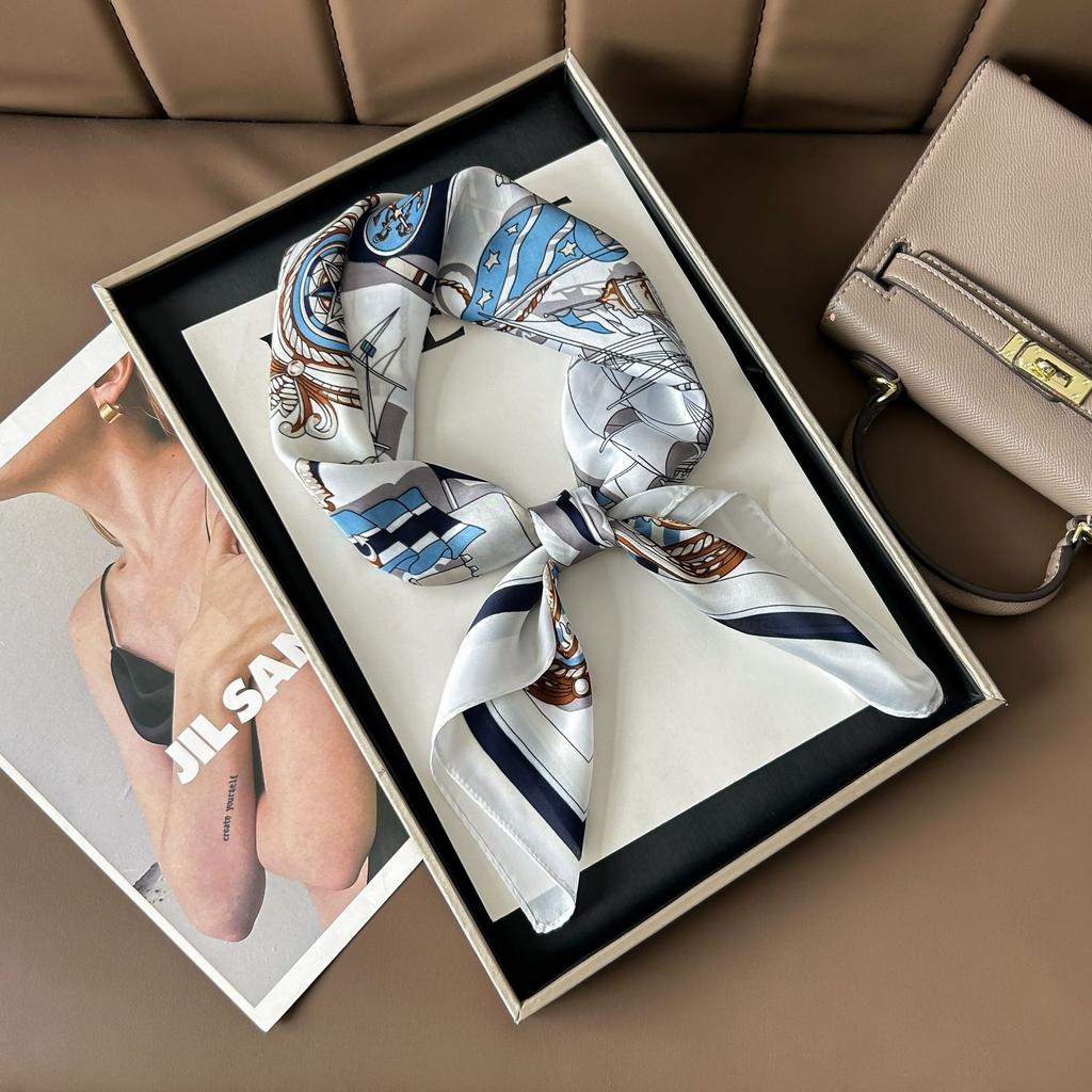 Шелковый шарф женский модный универсальный высокий смысл 70 квадратный шарф защита шеи шарф ретро шарф сумка