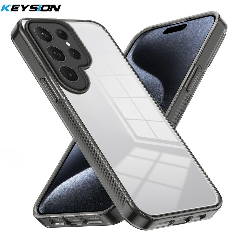 KEYSION Прозрачный чехол для Samsung S24 Ultra 5G S23 FE ТПУ+ПК Противоскользящий Прозрачный Ударопрочный Чехол для телефона для Galaxy S23 S22 Ultra