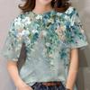 Круглый вырез с короткими рукавами женская летняя цветочная принтовая рубашка с короткими рукавами футболки женские
