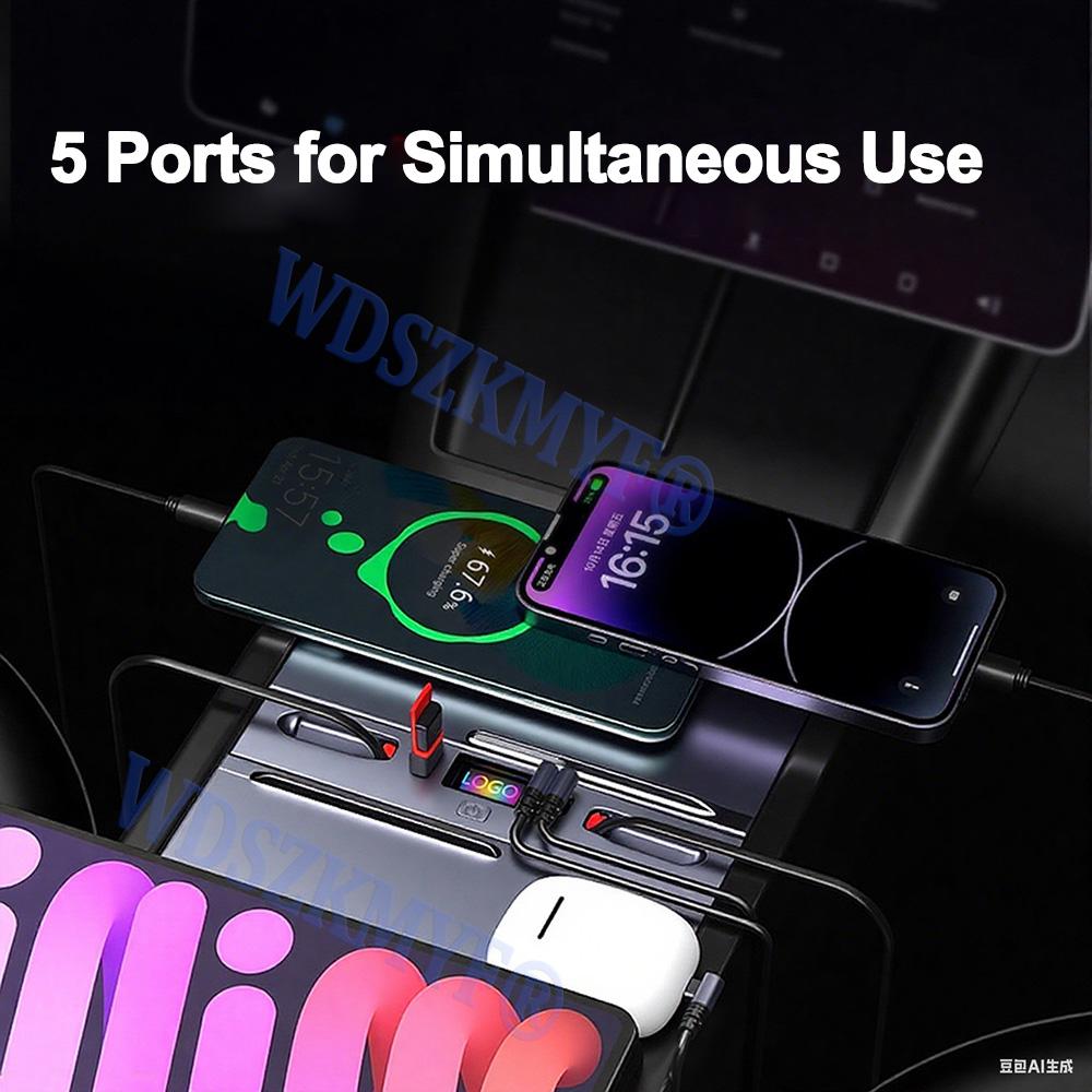 Для Tesla Model 3 2025-25 / 2025 Model Y 65 Вт USB Шунтовый ХАБ 5 В 1 Интеллектуальная Док-станция Автомобильный Адаптер Питание Быстрая зарядка