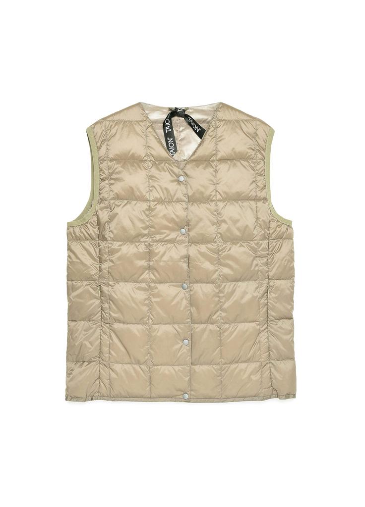 TAION Button Inner Down Vest Women's V-Neck (TAION-W001)