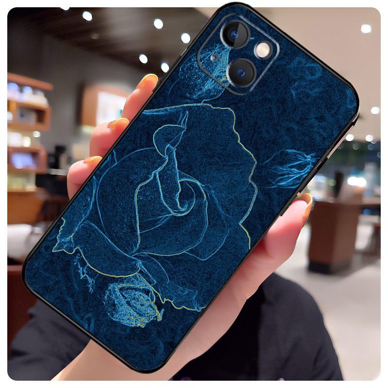 Синий художественный чехол с розой для iPhone 13 Pro Max 16 15 11 12 14 17 Pro Max mini 15 16 Plus 16e 17 Air Чехол для телефона
