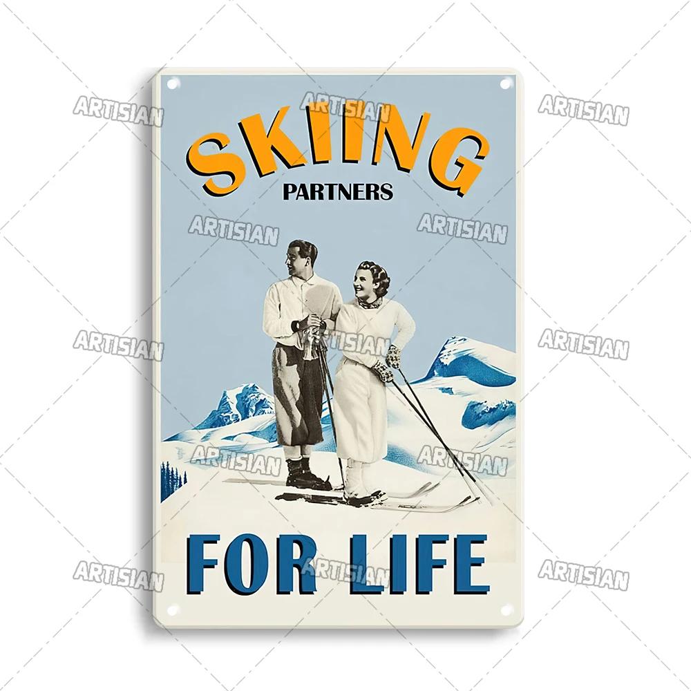 Металлическая табличка ArtisianSkiing Artisian Skiing - Спортивная жестяная табличка для сноуборда/санок, Декор стены гаража/бара