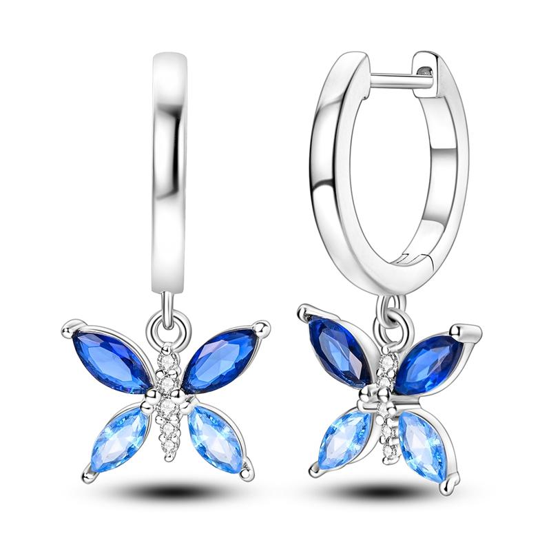 Round Circle Hoop Earrings For Women 925 Silver Heart Star Moon Sun Flower Zircon Opal Earrings Jewelry Gift