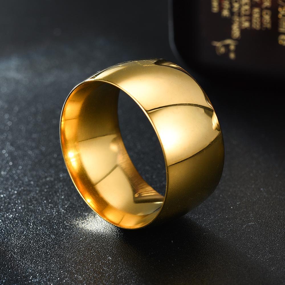 HNSP 12MM Wide Stainless Steel Smooth Ring For Men Punk Jewelry Finger Accessories Male