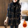 Kuz va Qish Erkin Vintage Kletkali Patchwork Jun Palto Ayollar