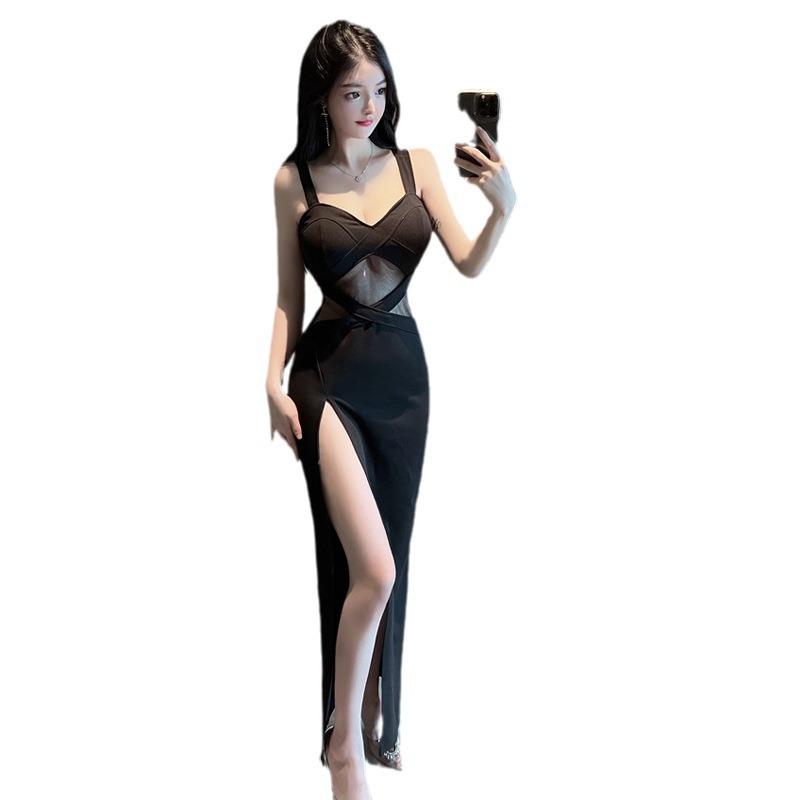 Женское платье-рубашка Celebrity Mesh Perspective Slim Sling