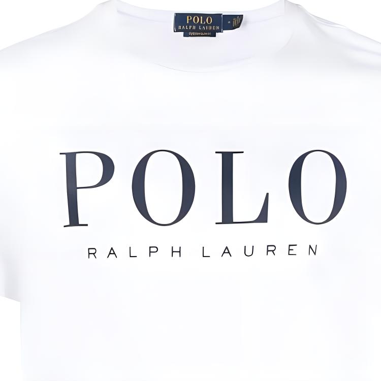 Polo Ralph Lauren Весна/Лето 22 Белая мужская футболка с коротким рукавом и круглым вырезом, с большим принтом-буквой логотипа 710860829-008