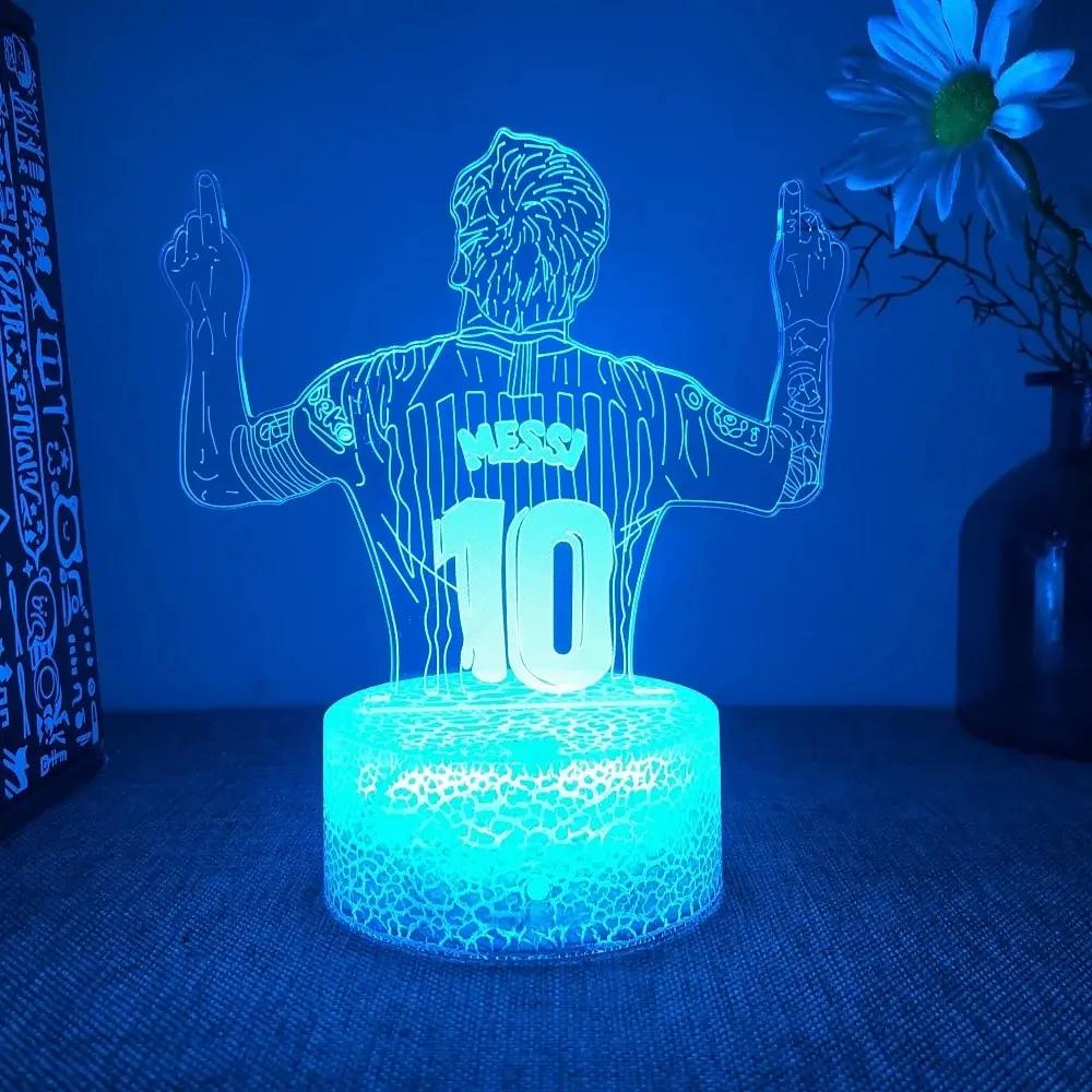 LED Night Light 3D Lamp Illusion Football Character Messi Smart Touch Child Nightlight Soccer Fans Room Decor Table Lamps Gifts