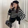 Lazy Style Korean Striped Knitted Sweater Loose Pullover Sweater Autumn and Winter New Women's Top