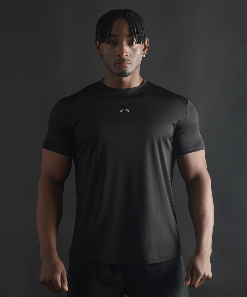 PHERMENON Muscle Fit Quick-Dry Logo Short Sleeve - Black