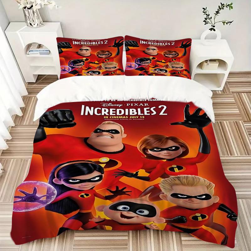 Incredibles Family Adventure Print 3Pcs Bedding Setduvet Cover With 2 Bedropillowcase Home Birthday Gift