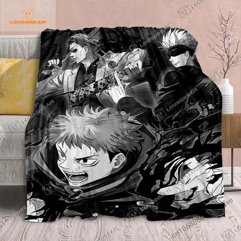 Cartoon Anime Jujutsu Kaisen Throws Blanket Soft Featuring Yuji Megumi Obara and Satoru Gojo Blanket for Travel Beding Bed