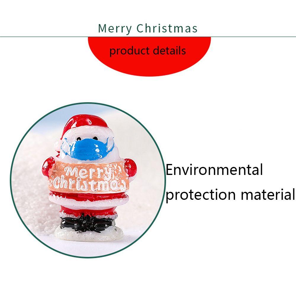 Resin Figurines Christmas Tree Snowman Miniatures Gift Box Mini Castle Xmas House Dollhouse Decor Micro Landscape