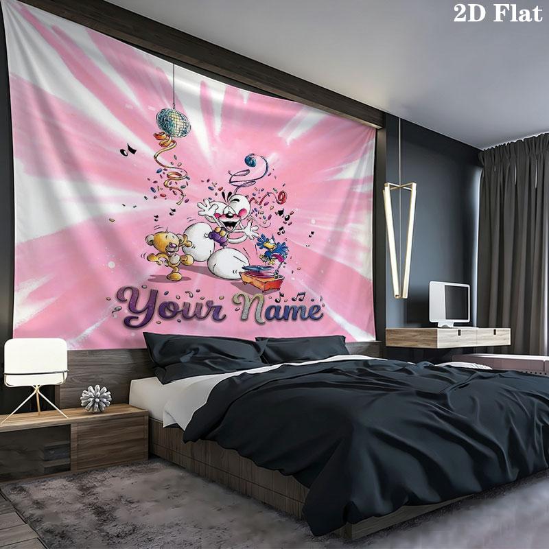 Diddl Custom Name Wall Tapestry Aesthetic Wall Hanging Printed Fabric Blanket Decorative Tapestries for Bedroom Living Room Home Decor