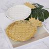 Ceramics Gold Plated Fruit Tray Bowl Food Dish Plate Bread 8inch, Home Decor - White Pineapple,