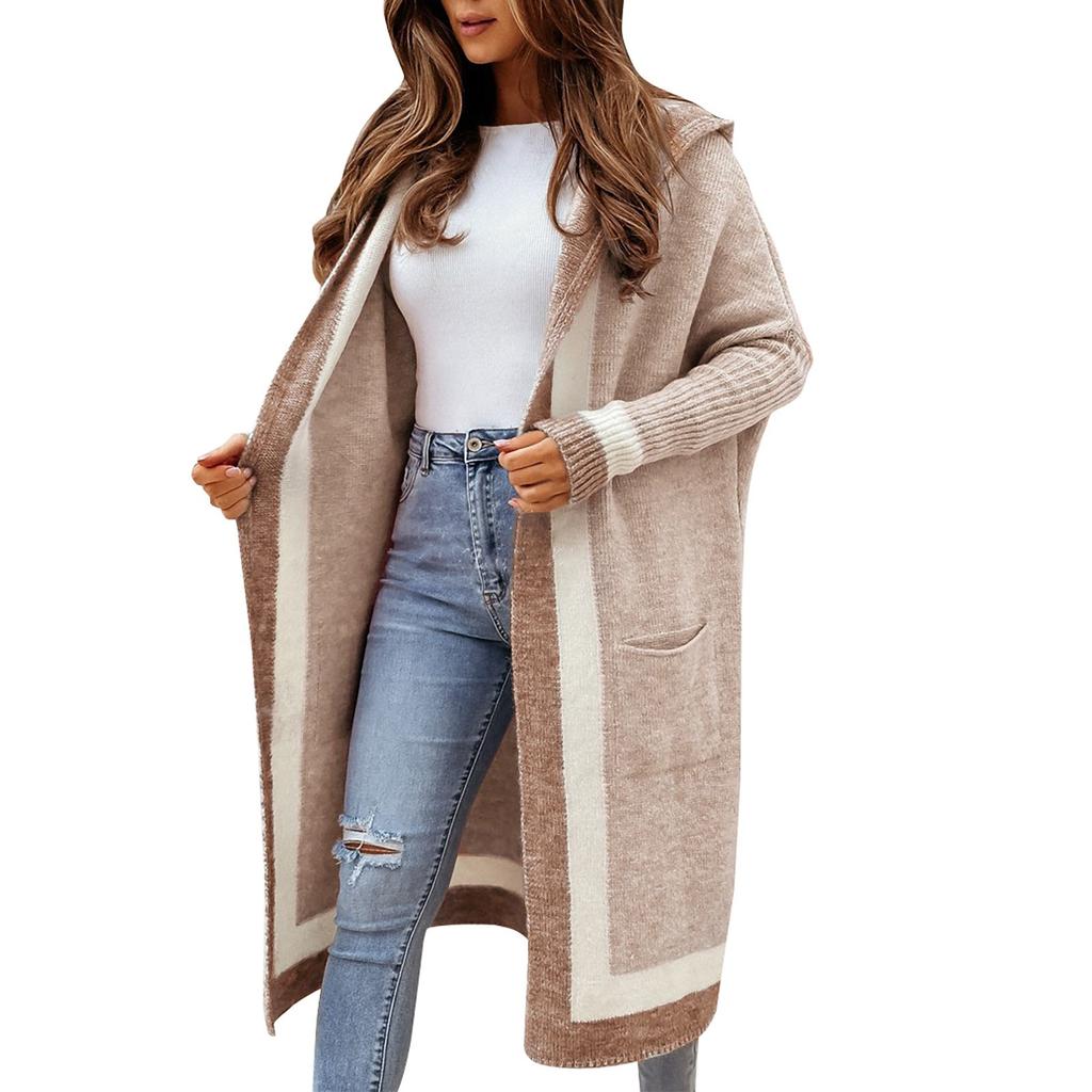 Женский повседневный однотонный свитер с капюшоном, кардиган, куртка с длинными рукавами, куртка с длинными рукавами