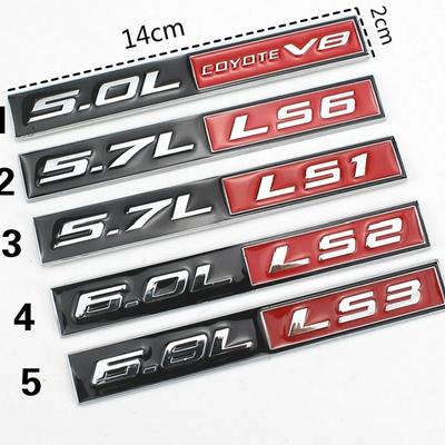 1 шт. 3D металлическая эмблема автомобиля 5.0L 5.7L 6.0L 6.8L LS1 LS2 LS3 LS6 COYOTE V8 логотип кузова наклейка на багажник наклейка для Do-dge JE-EP Ch-evrolet F-ord и т. д.