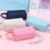 Двухслойный пенал на молнии, сумка для хранения канцелярских принадлежностей, большая вместимость, однотонный пенал, школьные принадлежности