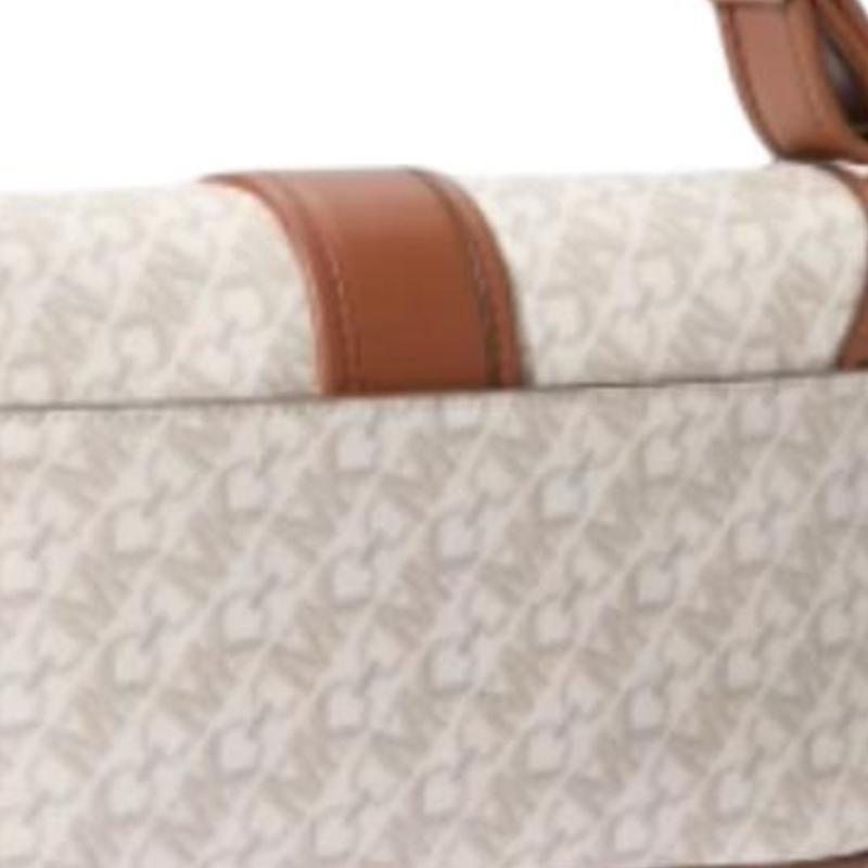 Michael Kors Mk Colby Регулируемый плечевой ремень Кожаная сумка-тоут Женские сумки-тоут Ванильно-белый Желудево-коричневый 30S4GBAL2V-VANILLA/LUGGAGE