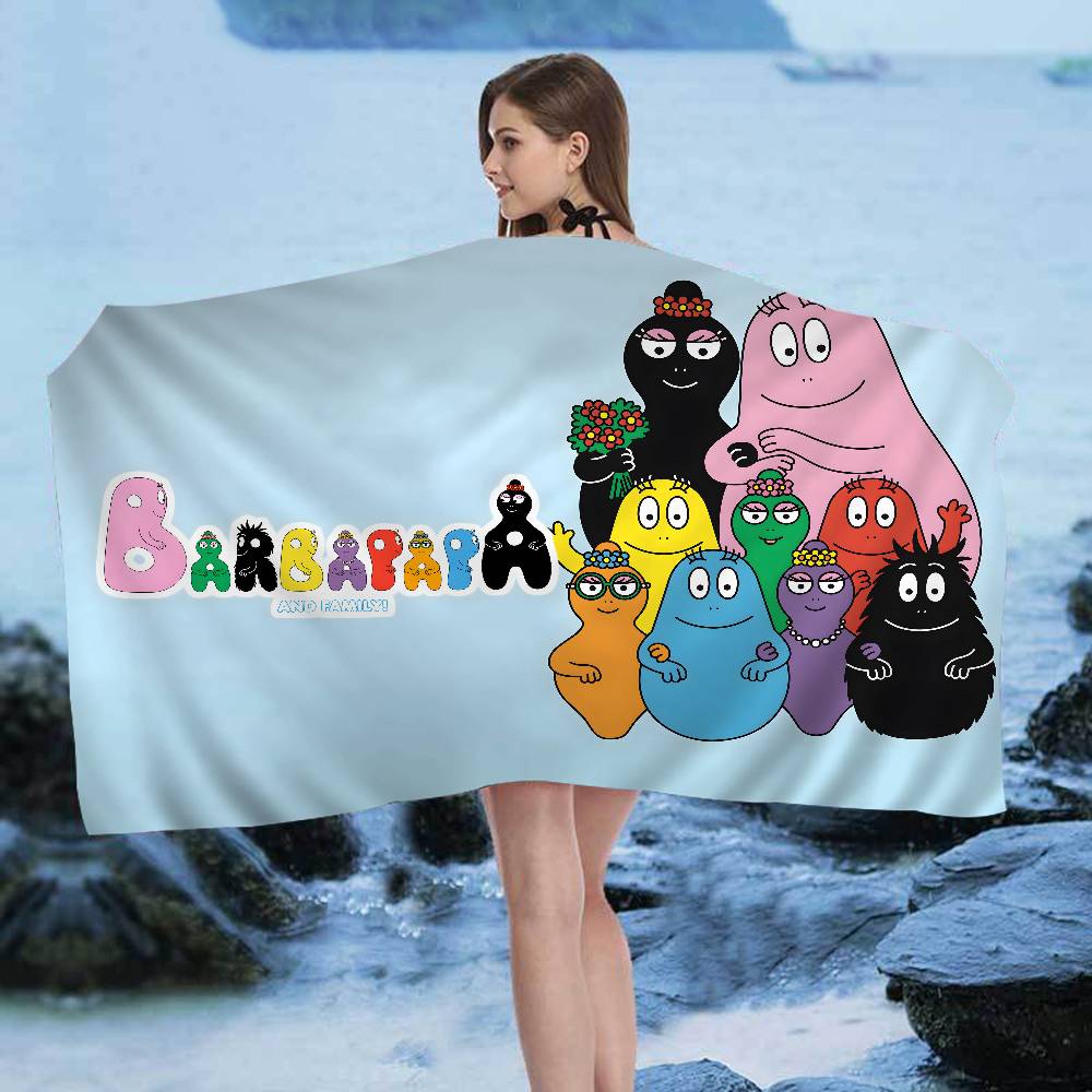Милое мультяшное полотенце Les Barbapapa из микрофибры с принтом для пляжа, скалолазания, йоги, плавания, бега, впитывающее, мягкое полотенце