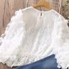 Рубашки для девочек-подростков, детская одежда, белые кружевные блузки для девочек, весенняя милая детская одежда, топы