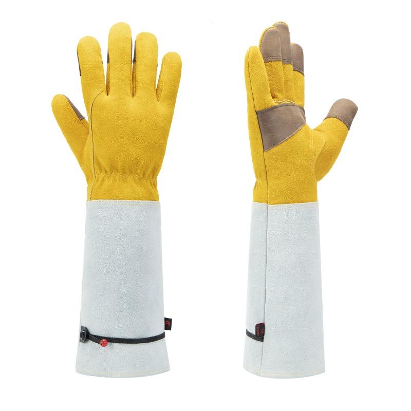 1 Pair Protective Cowhide Long Tube Gardening Gloves