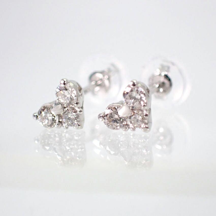 [New] PT900 Diamond Heart Earrings 0.1ct, 0.1ct[i2-3]