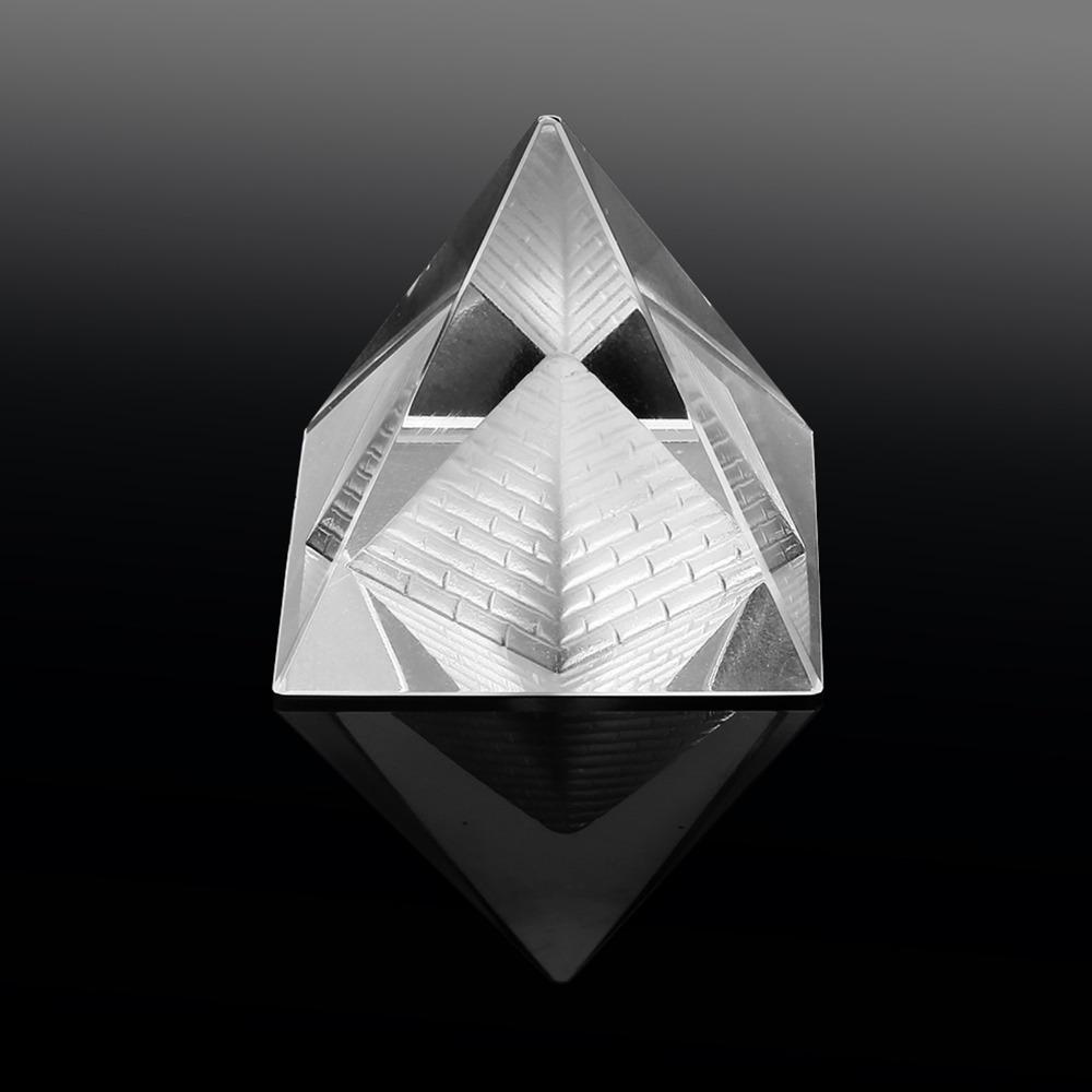 Crystal Quartz Stone Carving Clear Pyramid Ornament Crystal Pyramid Figurine Meditation Tool