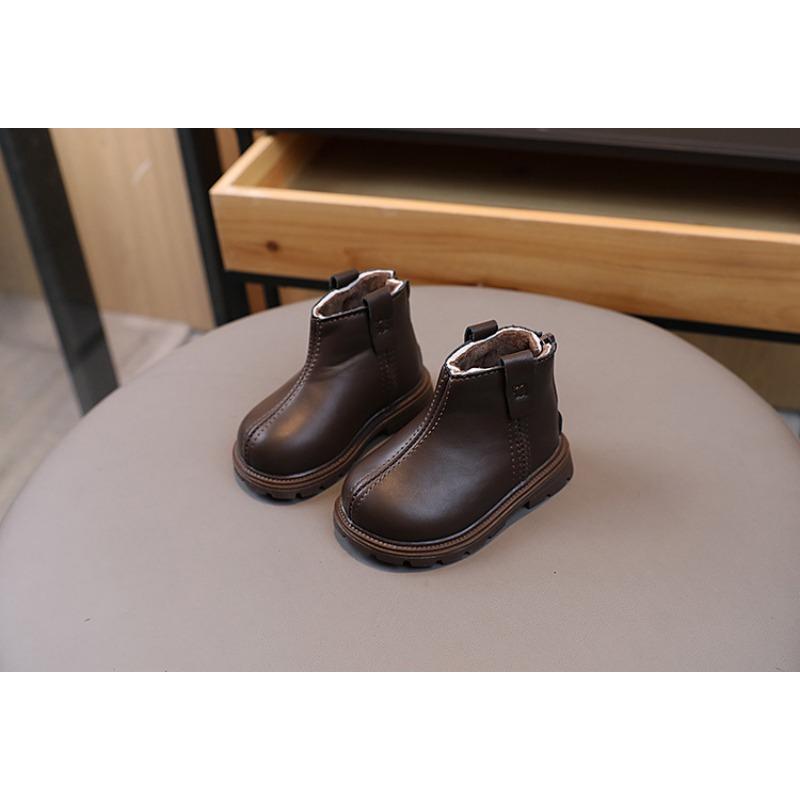 Ретро мода осень и зима новые детские короткие ботинки для девочек нескользящая мягкая подошва малыша обувь для мальчиков теплые кожаные ботинки