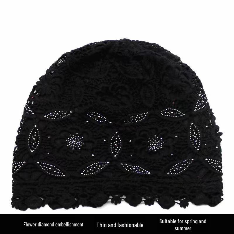 Women's Spring & Summer Floral Dot Baotou Hat - Lightweight, Double-Layered for Gray Hair Coverage