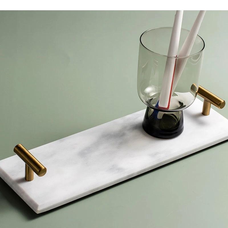 Прямоугольные подносы с мраморной текстурой Декоративный керамический поднос для хранения Контейнеры для косметики Полка-органайзер Тарелка для банных принадлежностей