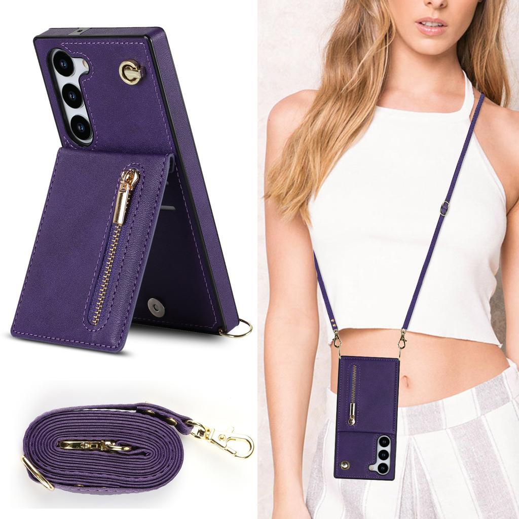 Кошелек на молнии с несколькими картами и длинный висящий чехол для телефона на веревке для серии iPhone Samsung Galaxy S9 S10 S20 S21 S22 S23 Note9 Note10 Note20...