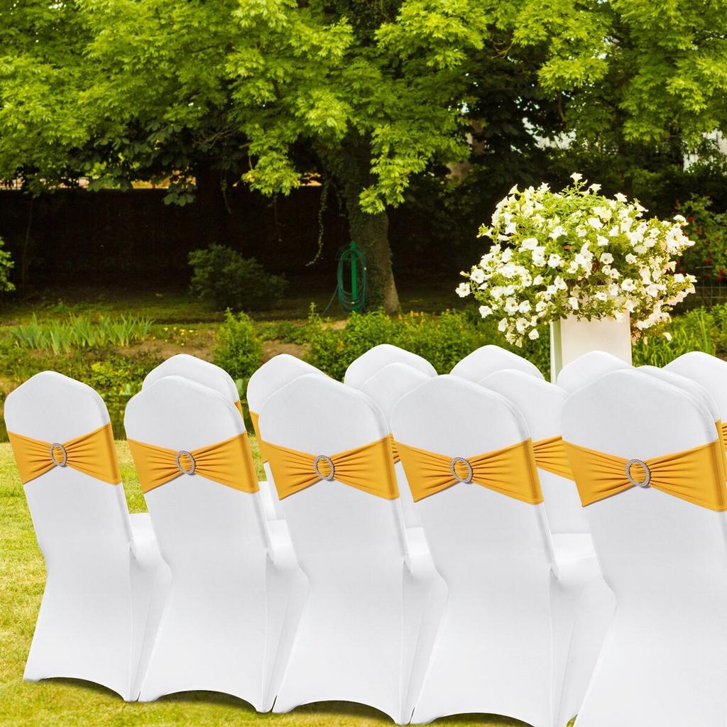 50 Sets Stretch Spandex Folding Chair Covers, Universal Fitted Chair Cover with Chair Sashes, Removable Washable Protective Slipcovers, for Wedding,