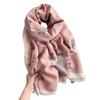 2024 Autumn/Winter New Color Blocked Imitation Cashmere Women'S Tassel Shawl Thickened Warm Double Sided Jacquard Wool Scarf
