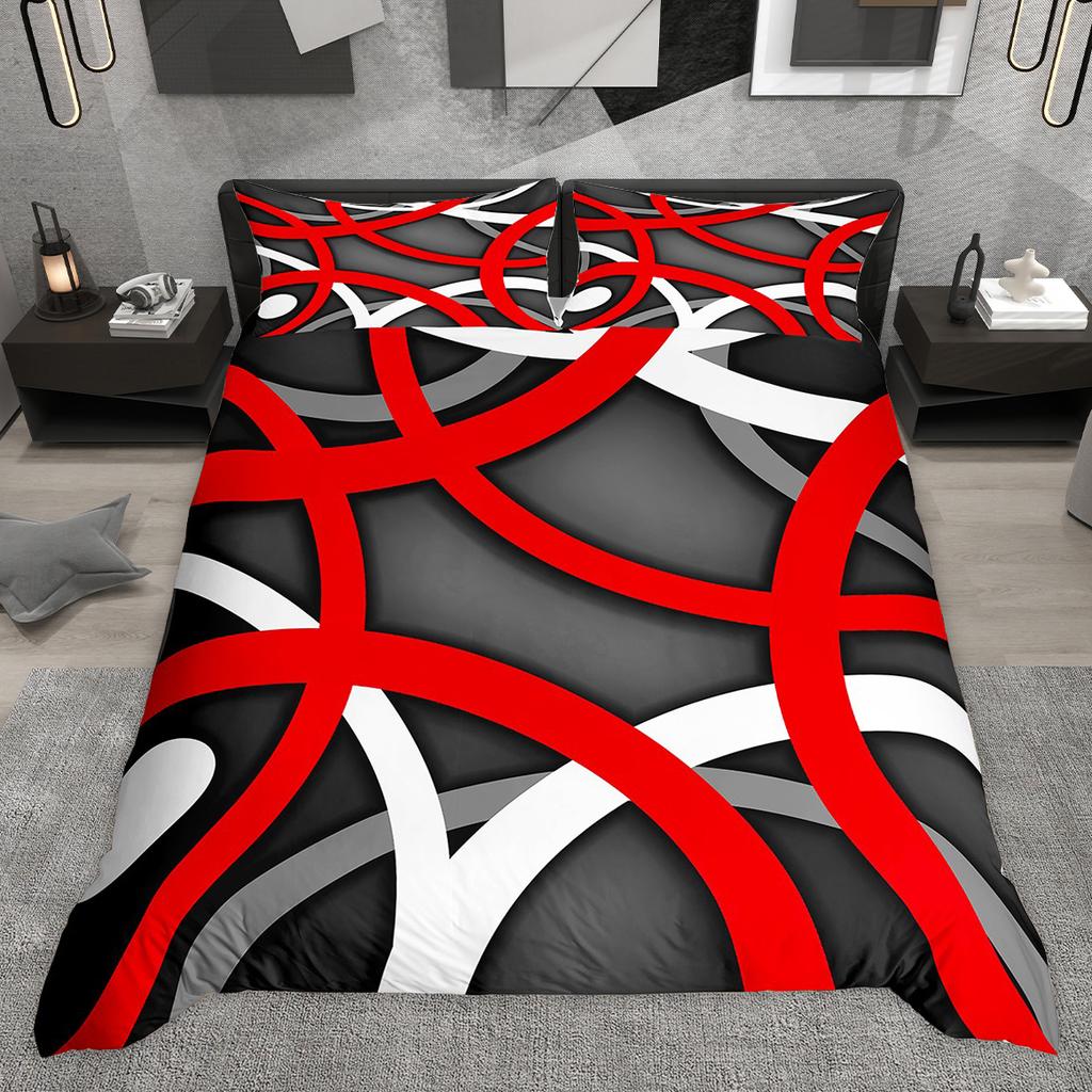 Comforter Homewish Contemporary Geometric Abstract Stripe Bedding Set Wave Lines Plaid Checkered Comforter Set