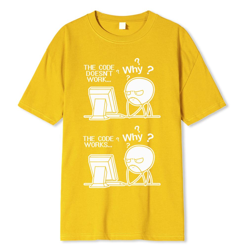 Creative Funny Programmer Code Works Why Casual Print T-Shirt Camiseta Hombre Linux Operating System Fashion Streetwear For Men