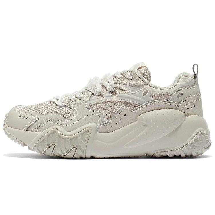 Li Ning Cat Paw Lite Флисовая подкладка Нескользящие, Износостойкие, Термоизоляционные Низкие Беговые кроссовки Женские Овсяный Серый AGCR230-2