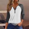 Жен. Футболка Футболка с принтом Пуговицы Рукав 3/4 Рукав реглан Повседневные Выходные Мода Классический V-образный вырез Обычный Топ