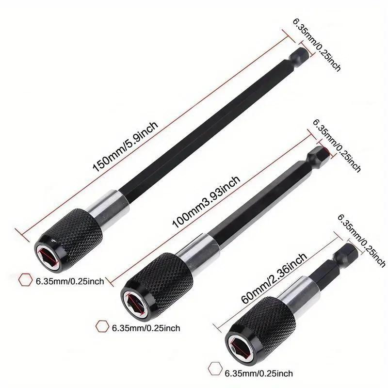 Magnetic Drill Bit Extension Holder 1/3pcs, Quick Release Universal Impact Driver Adapter, Durable Electric Tool Set