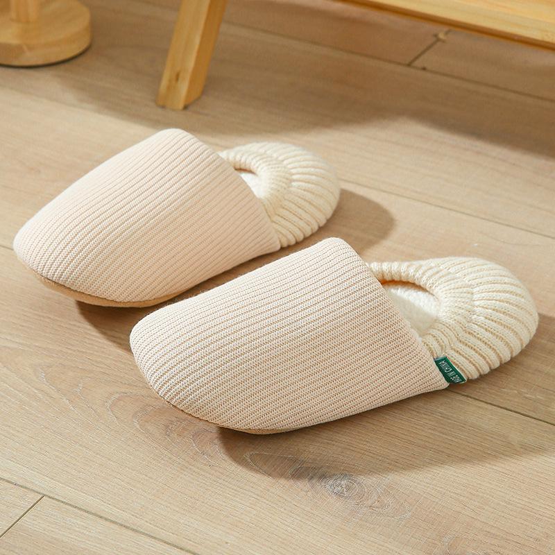 Осень и зима домашние в помещении в японском стиле мужские и женские флисовые термо-мешок и мягкая подошва бесшумные напольные хлопковые тапочки