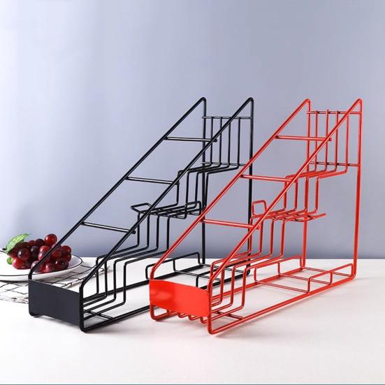 Стойка для хранения кофейного сиропа, 4 слоя, минималистичный черный металлический держатель для напитков, пива, вина, сиропа, бутылка-органайзер, подставка для дисплея, кофейный бар, кухонные аксессуары