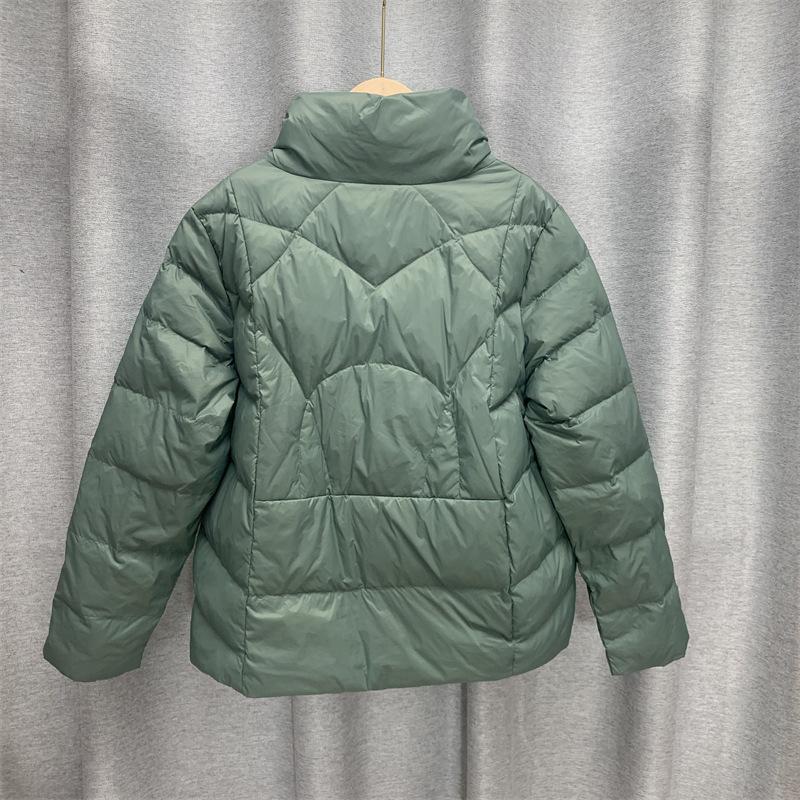 Женская осенне-зимняя куртка на белом утином пуху, стеганая парка с коротким воротником-стойкой и карманом, свободная тонкая однотонная куртка