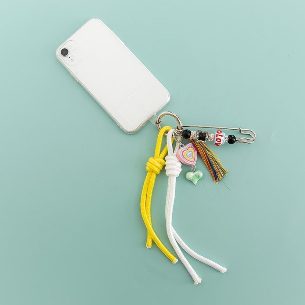 Acrylic Bead Bag Charms Tassel Phone Case Pendant New Woven Rope Keychain Bag Decoration