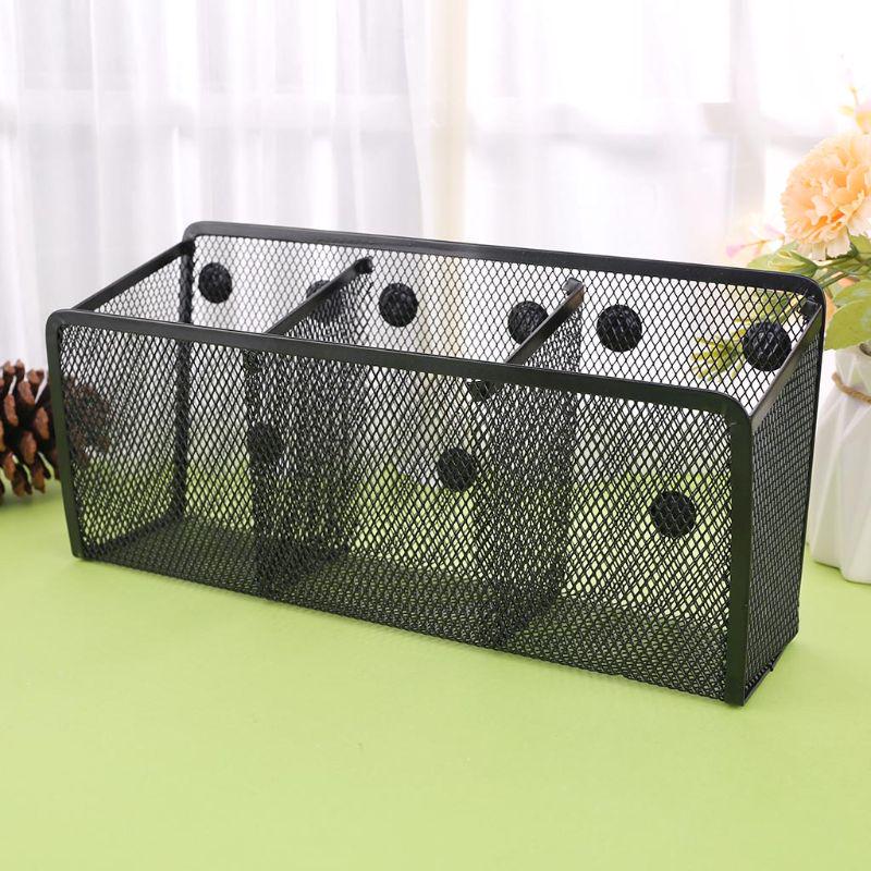 Metal Wire Mesh Magnetic Basket Storage Box Blackboard Chalk Pen Pencil Makeup