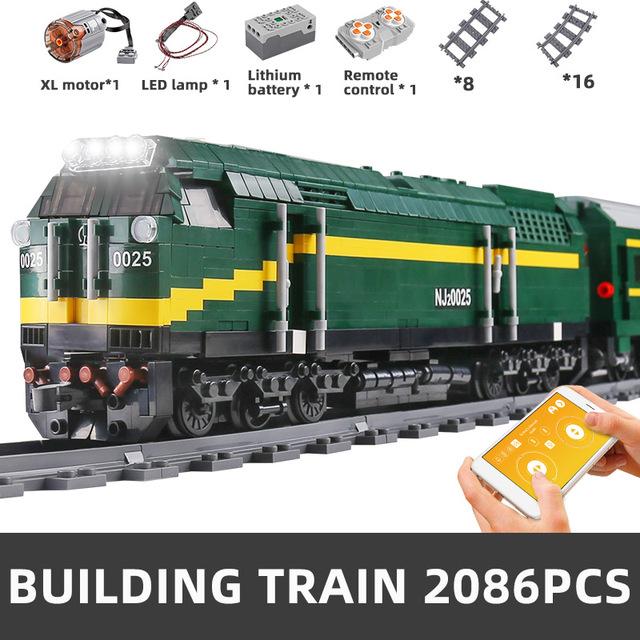 MOULD KING MOC The QJ Steam Locomotives Remote Control Train Building Blocks Bricks Kids Educational DIY Toys Christmas Gifts